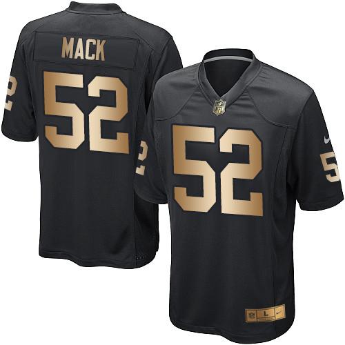 Nike Raiders #52 Khalil Mack Black Team Color Youth Stitched NFL Elite Gold Jersey - Click Image to Close